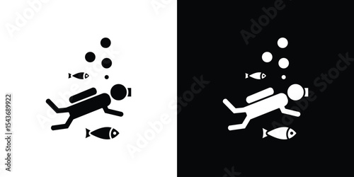 Scuba Diver icon collection. line stroke icon. EPS 10