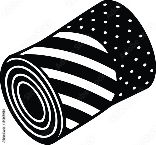 Abstract roll with mixed patterns and textures in black and white