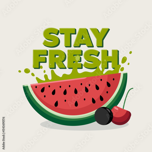 Refreshing Watermelon Summer Design Juicy Fruit Slice Green Splash Healthy Eating Lifestyle Vibrant Red Sweet Tropical Delicious Food Graphic Design Illustration Print Poster Background Template      