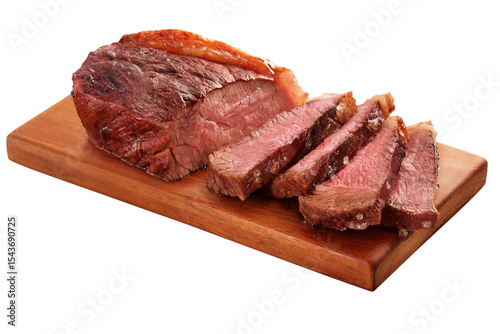 tábua com carne bovina assada isolado em fundo transparente