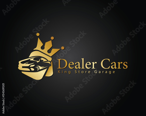dealer king car logo creative design concept crown service rental