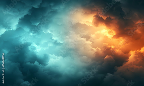 Dramatic Sky with Clouds Showing Contrasting Colors and Weather Patterns