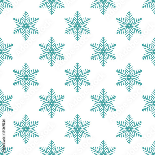 Snowflakes seamless pattern, detailed hand drawn vector line illustration. Graphic outline doodle drawing. Christmas and New Year background for frosty winter design, gift wrapping, packaging, textile