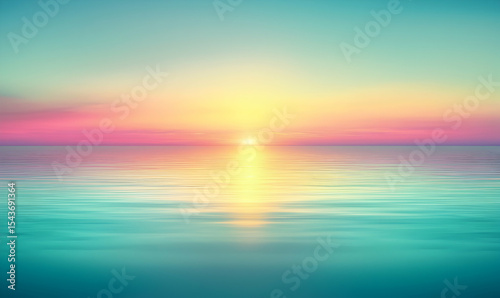 Ocean Sunset with Soft Pastel Colors Reflecting on Calm Water Surface
