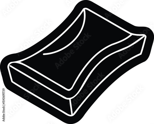 Isolated black and white abstract soap design with a white outline