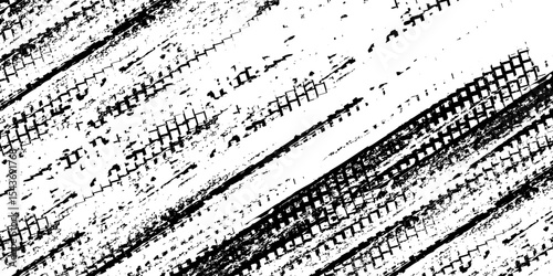 Tire tread marks, wheel textures, tire marks - car racing, motocross, drift, rally, off-road and others. Vector black isolated texture in grunge style