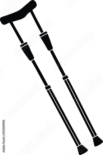 Black Silhouette Image of Two Crutches Used for Assistance with Walking