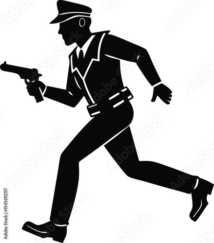 Cadet Running While Holding Handgun in Tactical Training Action Scene