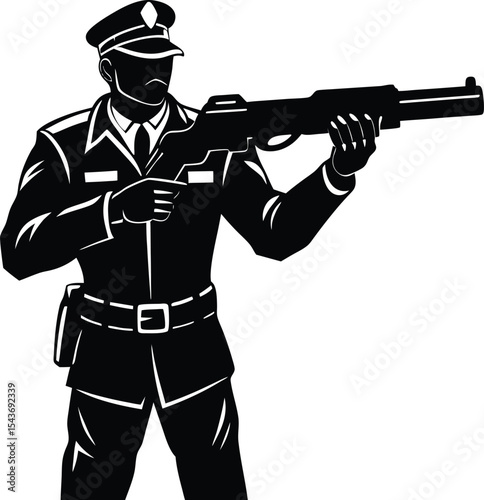 Male Soldier Holding Sniper Rifle in Precision Combat-Ready Military Pose