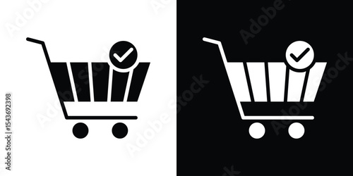 Shopping cart check icon collection. line stroke icon. EPS 10
