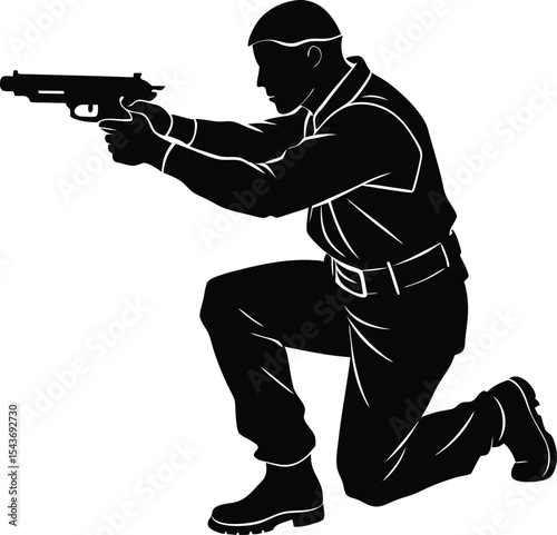 Soldier Sneaking with Assault Rifle in Tactical Stealth Movement Scene