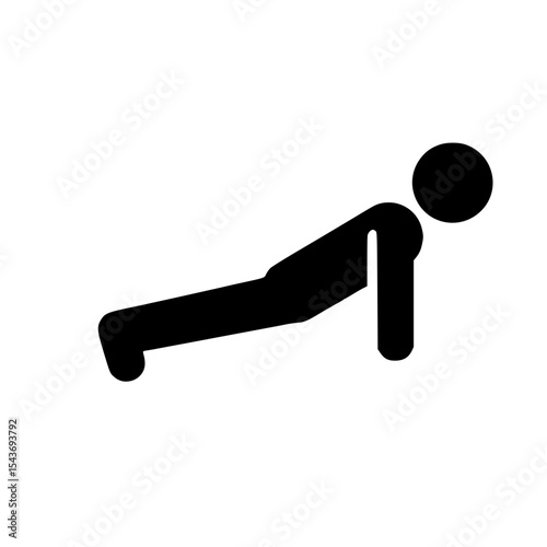 Minimalist Stickman Doing Push-Ups Silhouette – Black SVG Clipart Icon