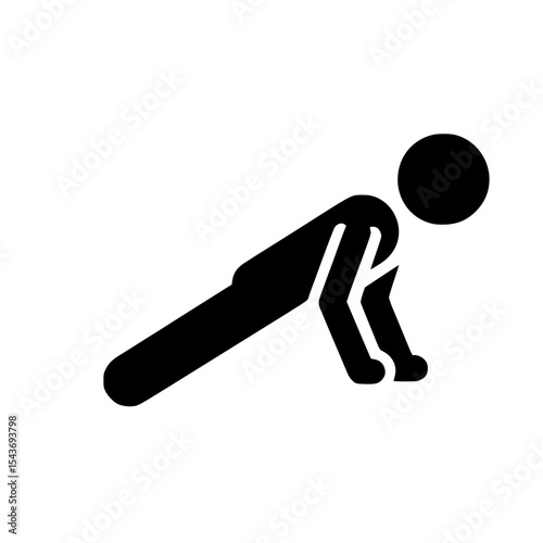 Minimalist Stickman Doing Push-Ups Silhouette – Black SVG Clipart Icon