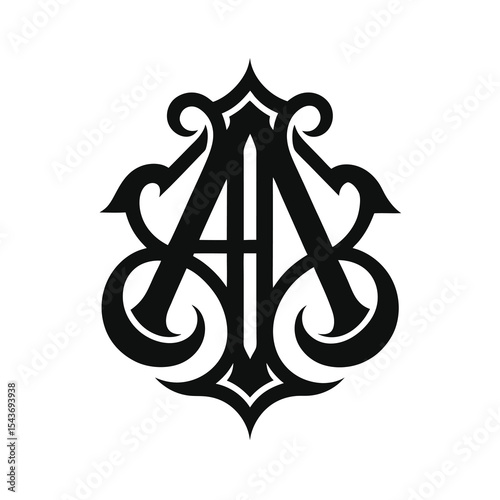 Elegant Monogram AB Logo Design Black Isolated