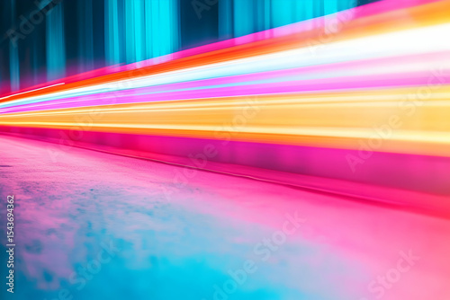 Abstract Speeding Light Trails in Urban City with Motion Blur