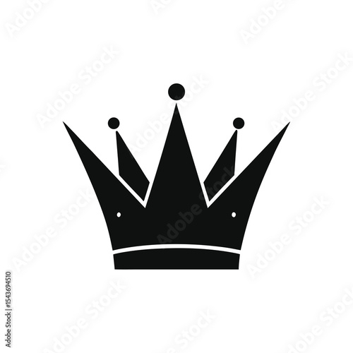 Simple Black Crown Icon on White Background