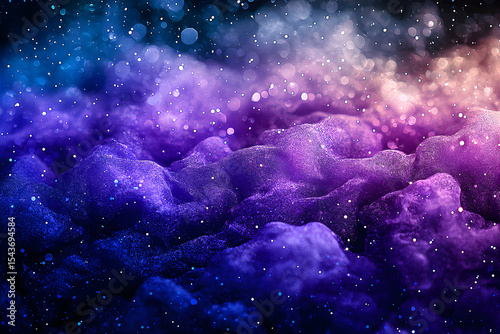 Abstract Purple Clouds with Shimmering Particles Creating a Fantasy Background