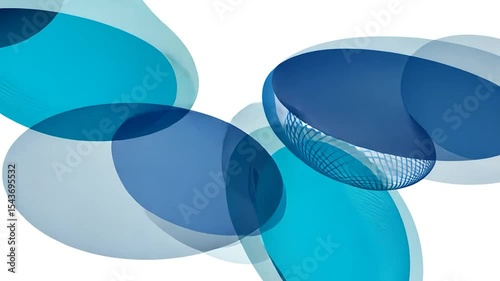 Abstract Blue Geometric Shapes Moving Fluidly in Digital Animation with Smooth Transitions and Dynamic Camera Angles