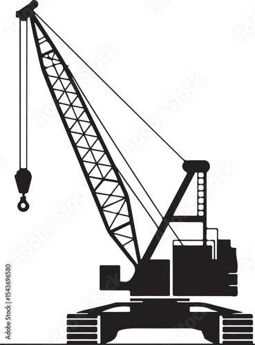 Crane Vessel Silhouette Vector Illustration for Construction Industry Design