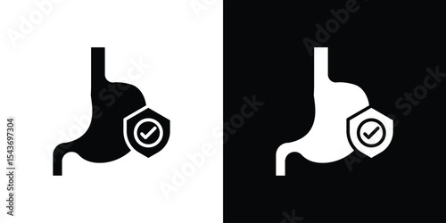 Stomach protection icon collection. line stroke icon. EPS 10