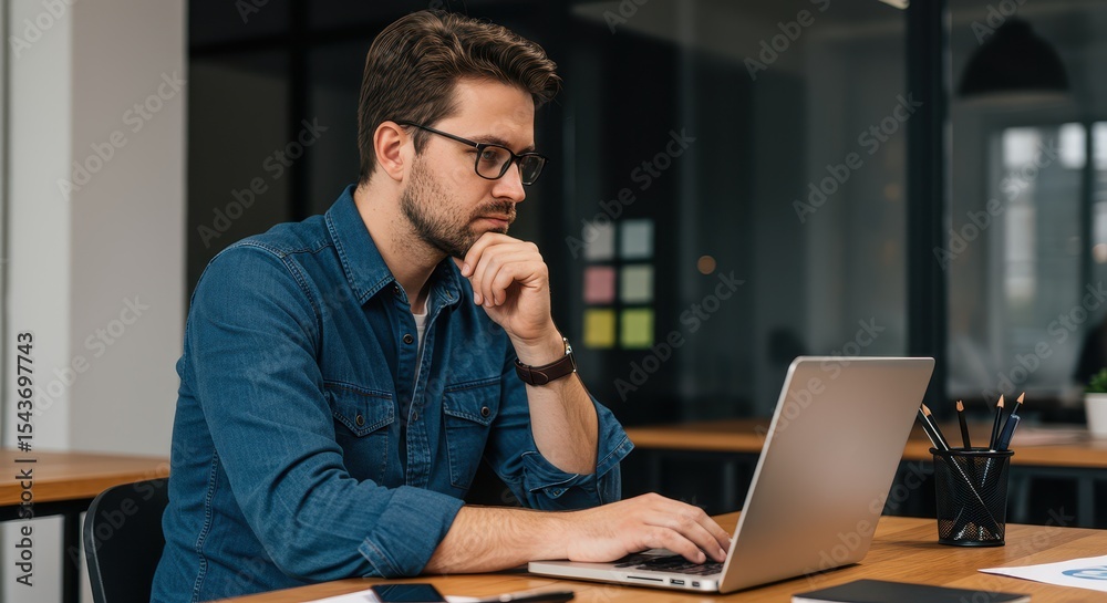 Focused man working on laptop Focused man working on laptop