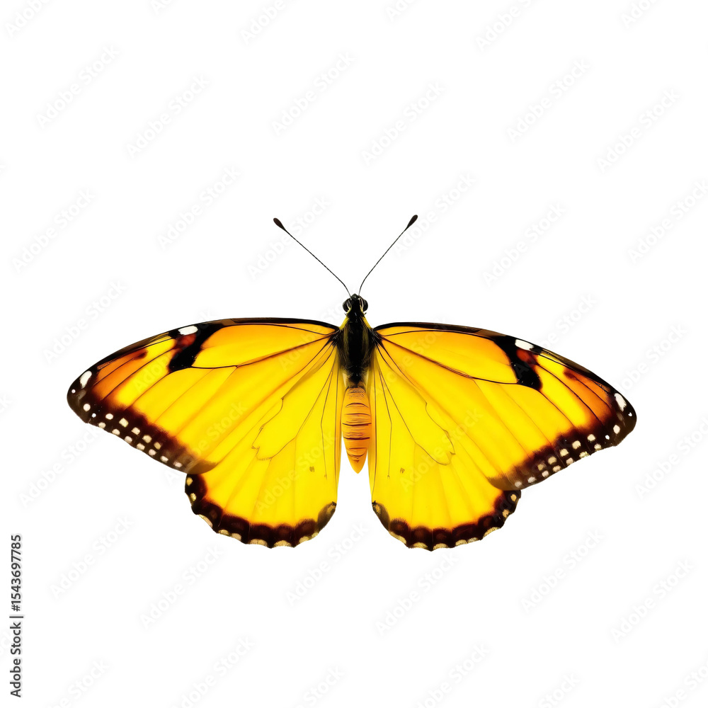 Fototapeta premium Beautiful yellow butterfly isolated on transparent background