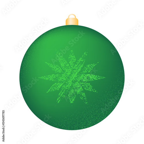Christmas and New Year decoration on the tree in the form of a green ball. Vector illustration