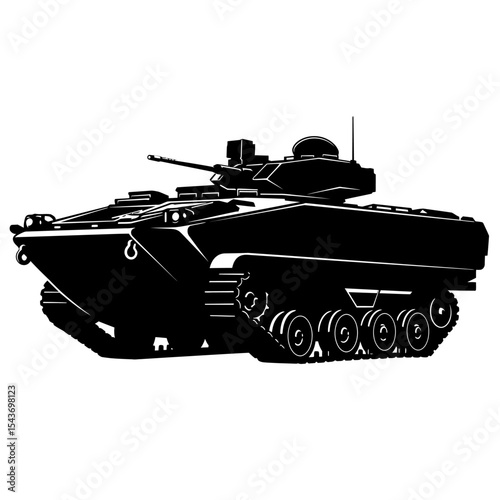 Silhouette of Military Vehicle: A strong military vehicle, embodying raw power and technological sophistication, ready to navigate any terrain. It's a symbol of strength, security.