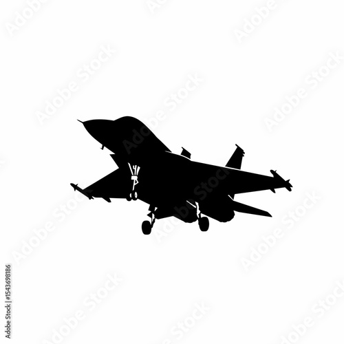 A powerful silhouette of a fighter jet soaring towards the sky evoking strength and speed in stark