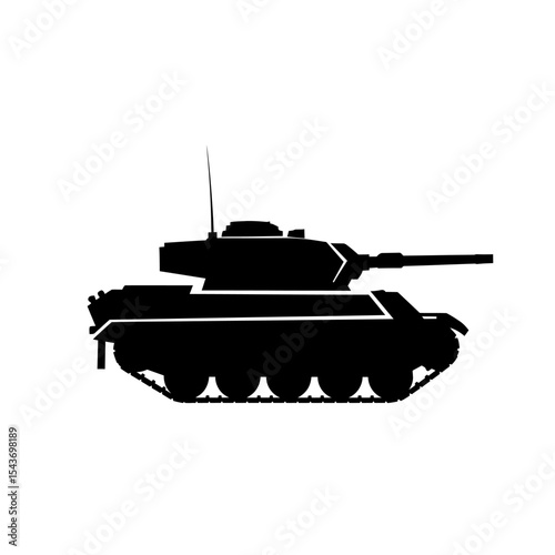 Shadow Silhouette: A stark silhouette of a powerful tank, a symbol of military might and armored warfare. Clean lines and high contrast render this a captivating visual.