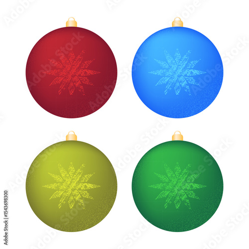 Set of colorful toys for New Year and Christmas tree. Vector illustration