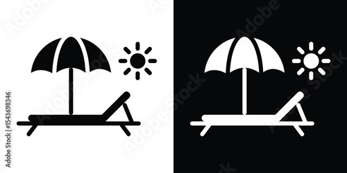 Sunbed icon collection. line stroke icon. EPS 10