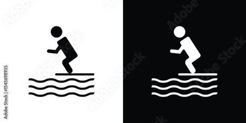 swimmer jumping icon collection. line stroke icon. EPS 10