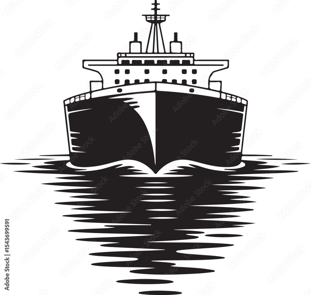 Fototapeta premium Ship Silhouette Vector Illustration for Transportation Design