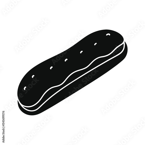Black and white eclair silhouette illustration