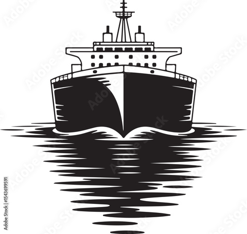 Ship Silhouette Vector Illustration for Transportation Design