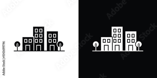 Tall buildings icon collection. line stroke icon. EPS 10