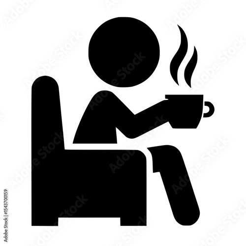 Minimalist Stickman with Coffee Silhouette – Black SVG Clipart Icon