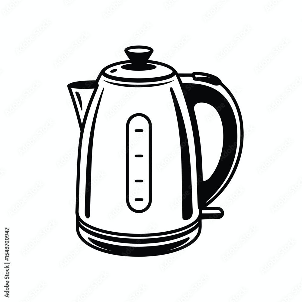 Electric kettle illustration black and white Electric kettle illustration black and white