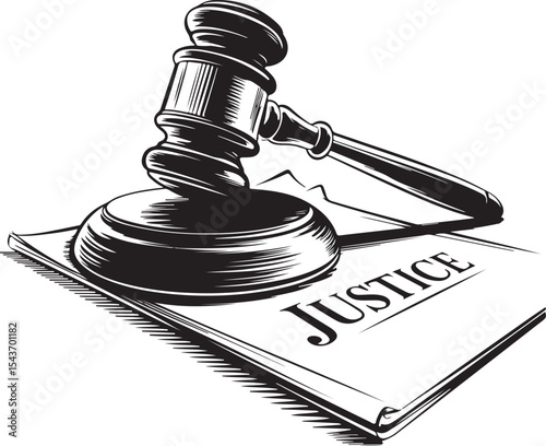 Gavel Hammer Silhouette Vector Illustration for Justice and Law