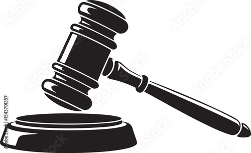 Gavel Hammer Silhouette Vector Illustration for Justice and Law