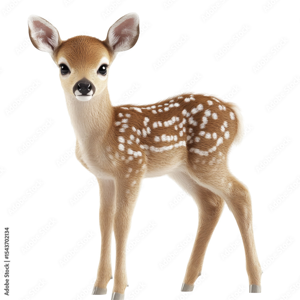 Baby Deer Fawn Standing isolated on a transparent background Baby Deer Fawn Standing isolated on a transparent background