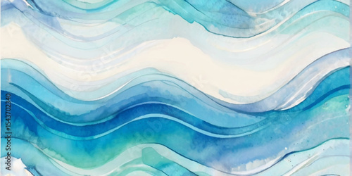 Seamless wave water ocean soft blue curve line background. Water  ocean wave white and soft blue aqua, teal texture. Vector sea, wave, water background