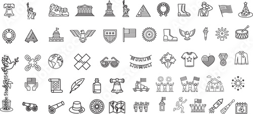  4th july symbols collection,Independence Day thin line icon set, vector sketchesIndependence Day thin line icon set, 4th july symbols collection, vector sketches