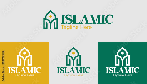 Geometric Islamic logo with mosque architecture