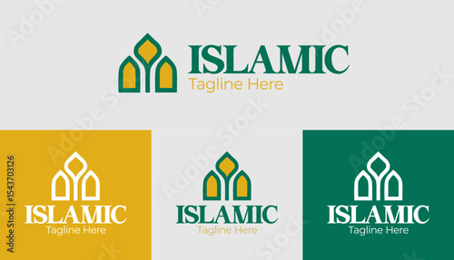 Modern minimal logo of twin mosque towers