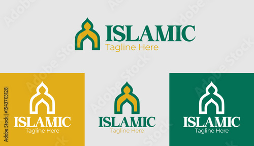 Crescent and dome Islamic logo for mosque branding