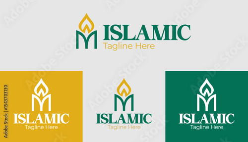 Abstract Islamic logo combining dome and flame shape