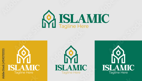 Twin dome Islamic logo with symmetry design