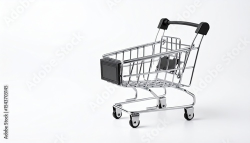 Shopping cart on white background